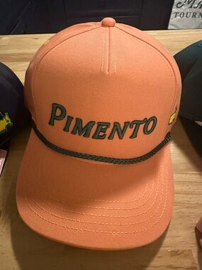 Masters Pimento Orange Trucker Hat with Dark Green Trim